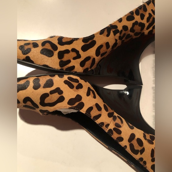 NWT in box sleek Kelsi Dagger leopard print calf hair patent leather wedges 8.5 - Picture 5 of 8